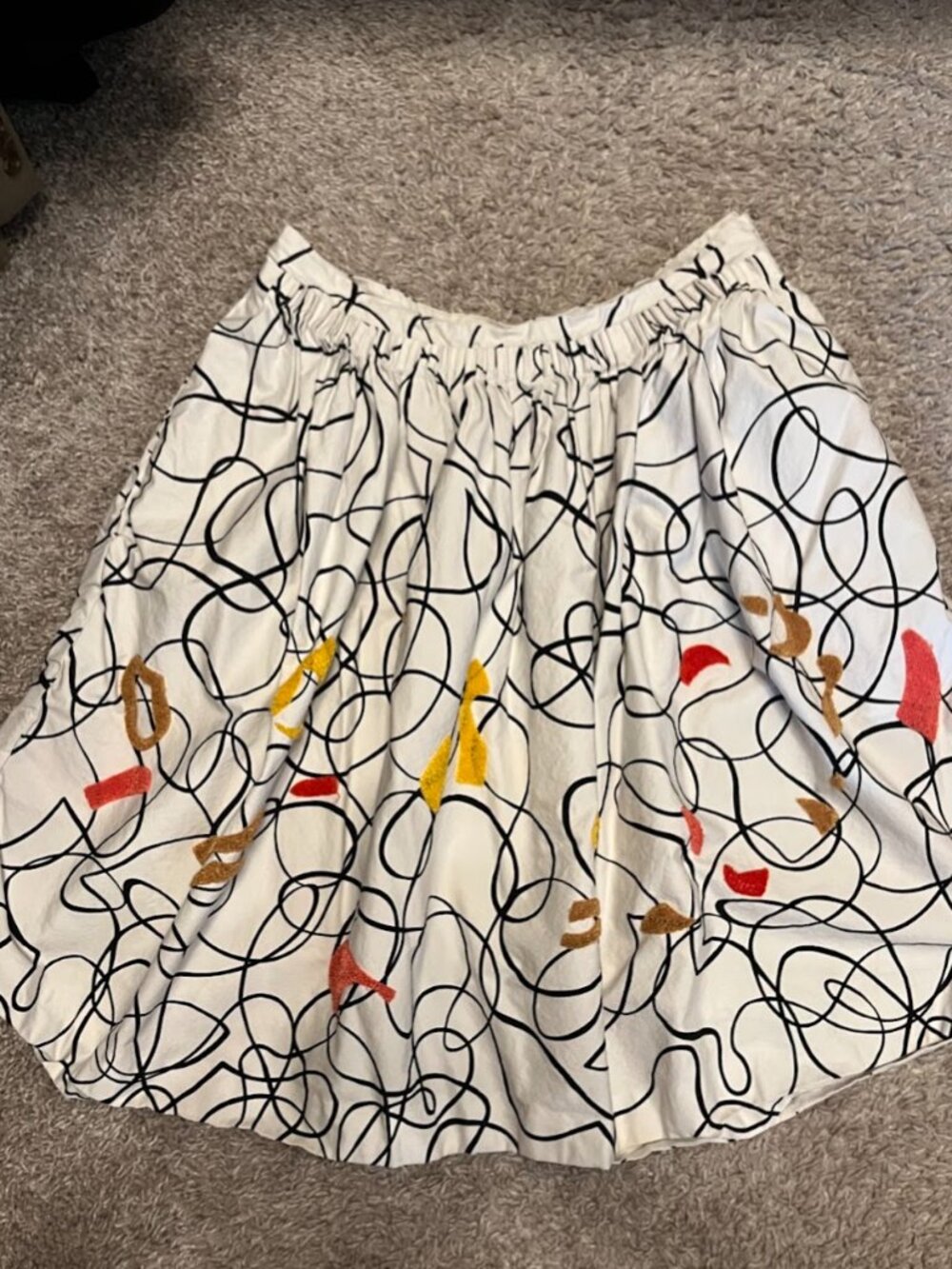 Maeve Anthropologie Black Swirl Skirt with Embellishments Sz 4